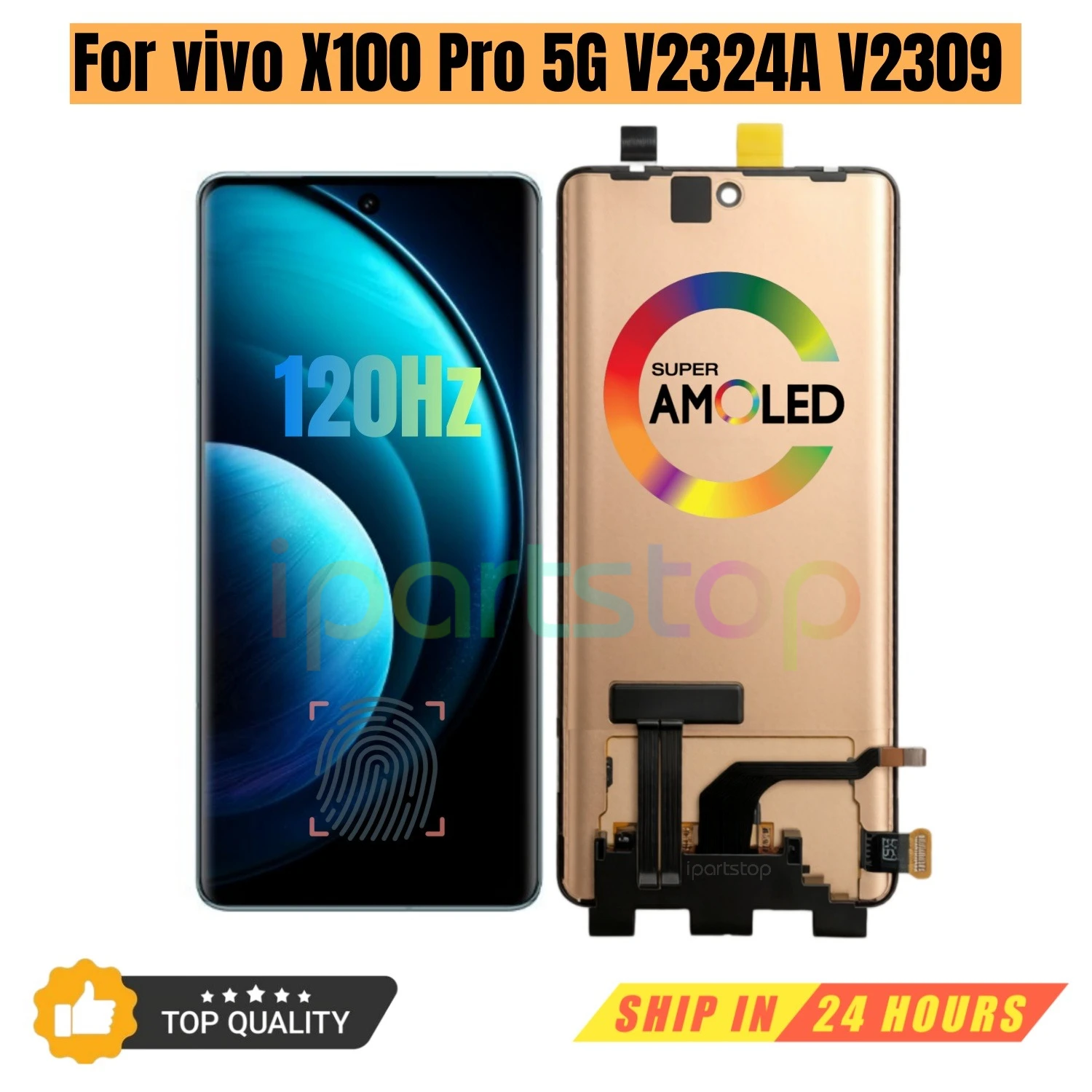 

iParts Replacement New Display for vivo X100 Pro 5G V2324A V2309 120Hz AMOLED Touch Screen Assembly OEM With Fingerprint