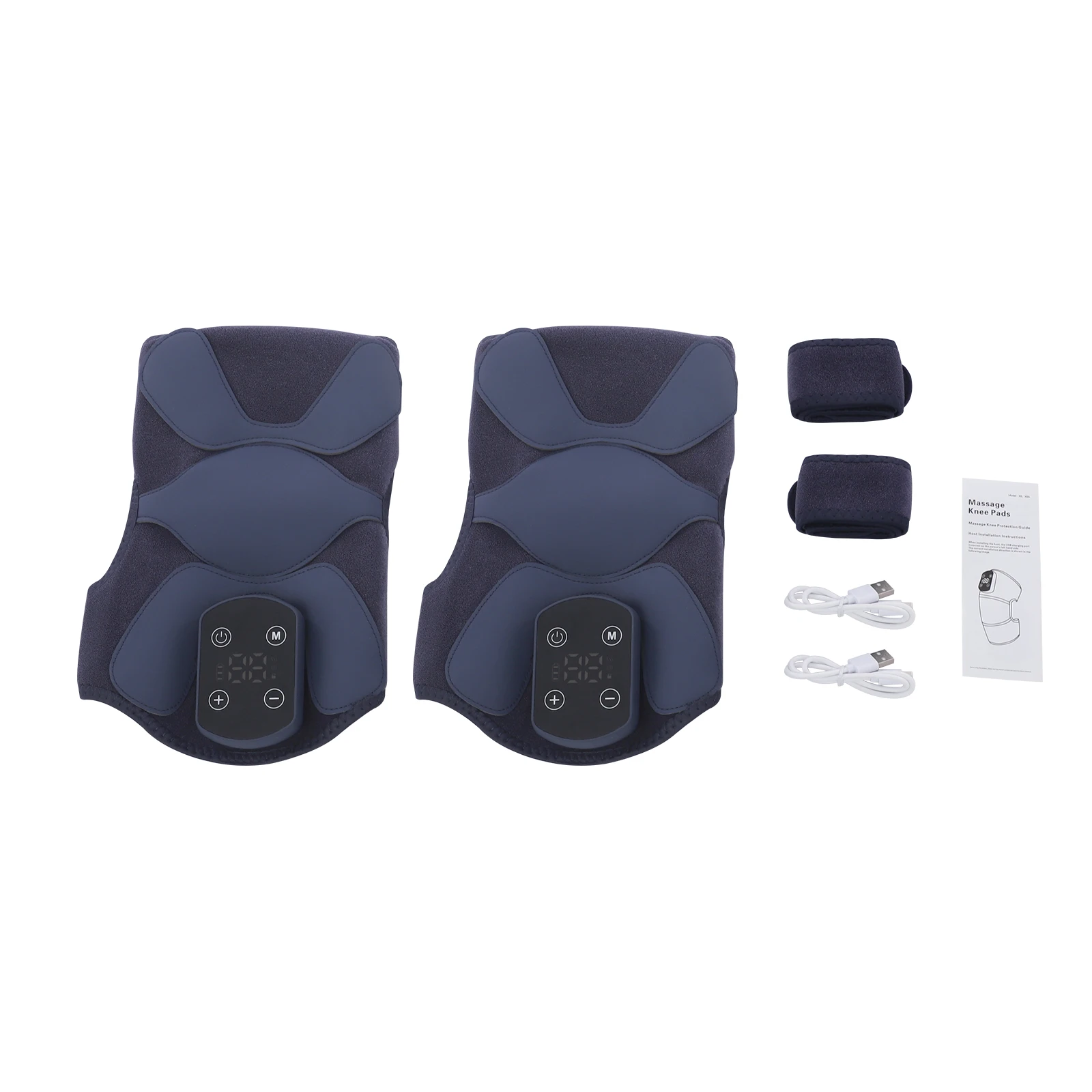 แผ่นรองเข่านวดไฟฟ้าสีน้ำเงินเข้ม 5V, เครื่องนวดเข่า, เครื่องนวดเข่าแบบให้ความร้อนและสั่นสะเทือนสำหรับรอบต้นขาสูงสุด 16.9 นิ้ว