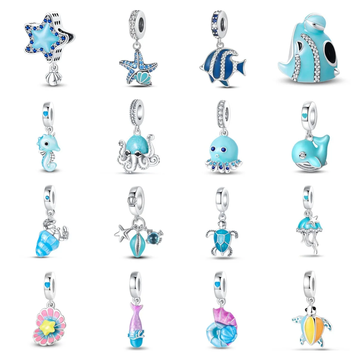 Luminous charm ocean dolphin turtle crab pendant jewelry DIY bracelet accessory silver-plated cross-border supply source