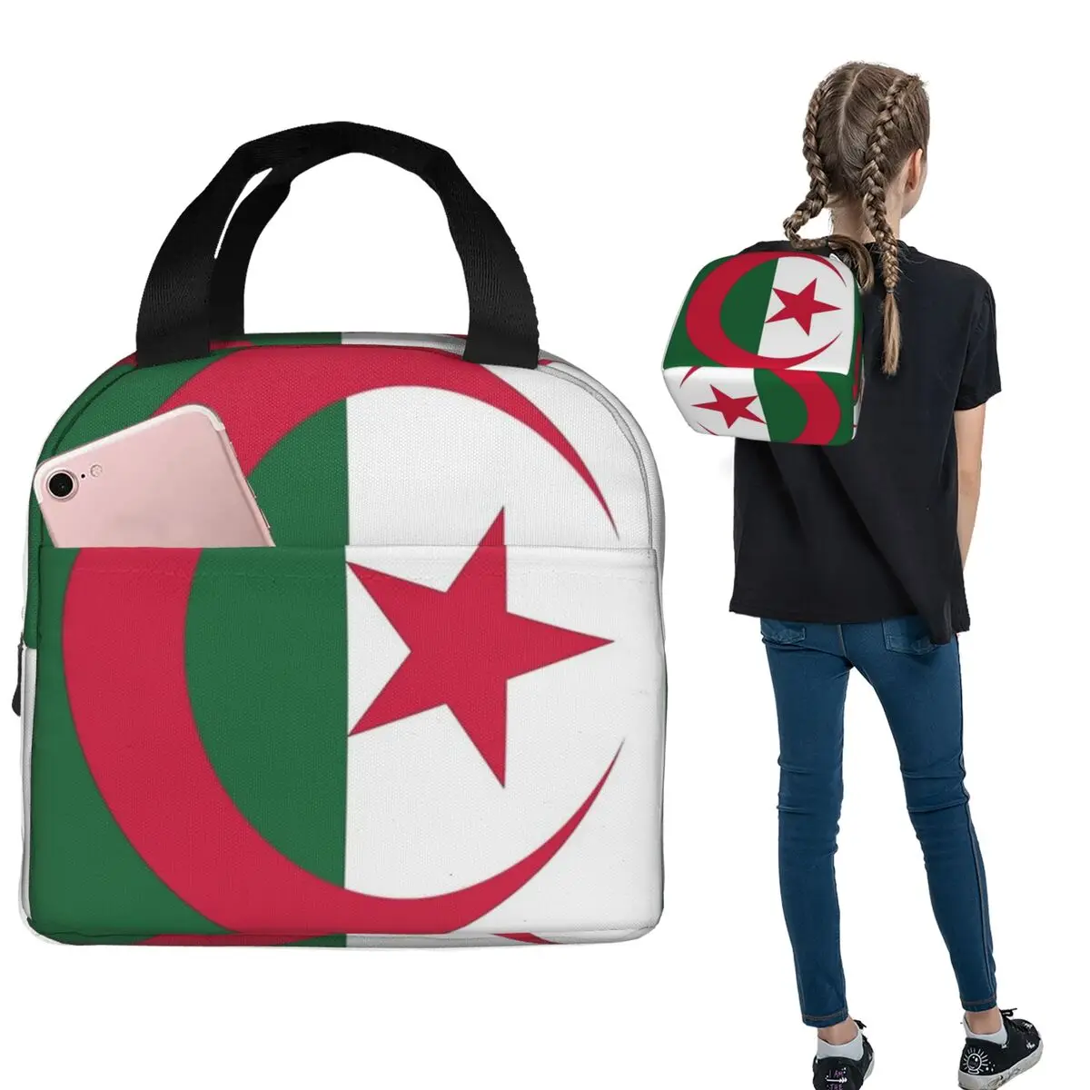 Flag Of Algeria Insulated Lunch Bag for Women Kids Portable Food Boxes Thermal Lunch Box Tote