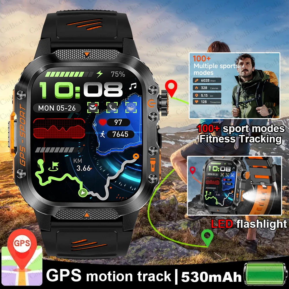 

ChiBear GPS 3ATM Водонепроницаемые умные часы SWIM Встроенный двухдиапазонный GNSS Компас Фонарик Военные спортивные мужские умные часы для XiaoMi