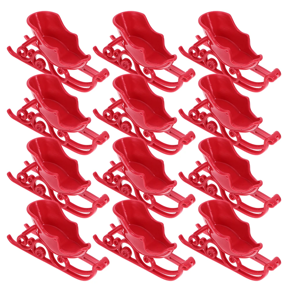 

12 Pcs Christmas Ornaments Indoor Decoration Figurines Sleds For Craft for Craft Xmas Tree Table Gifts