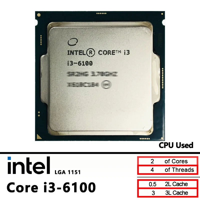 

Intel Used Core i3-6100 i3 6100 3.7 GHz 51W LGA 1151