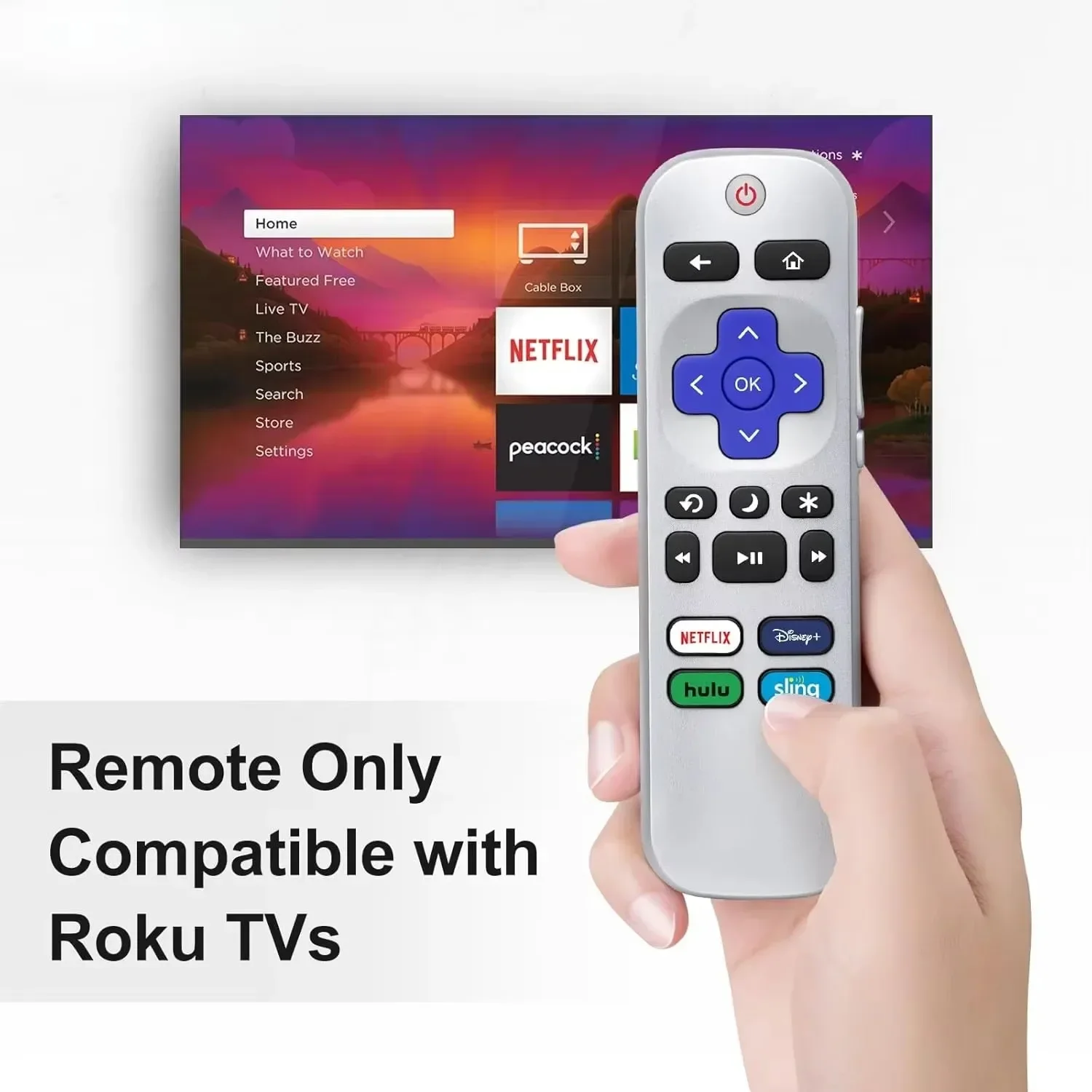 

YP, compatible with TCL/onn/Hisense/Philips/Westinghouse/Sharp/Element/JVC smart TVs, used for Roku TV infrared remote control