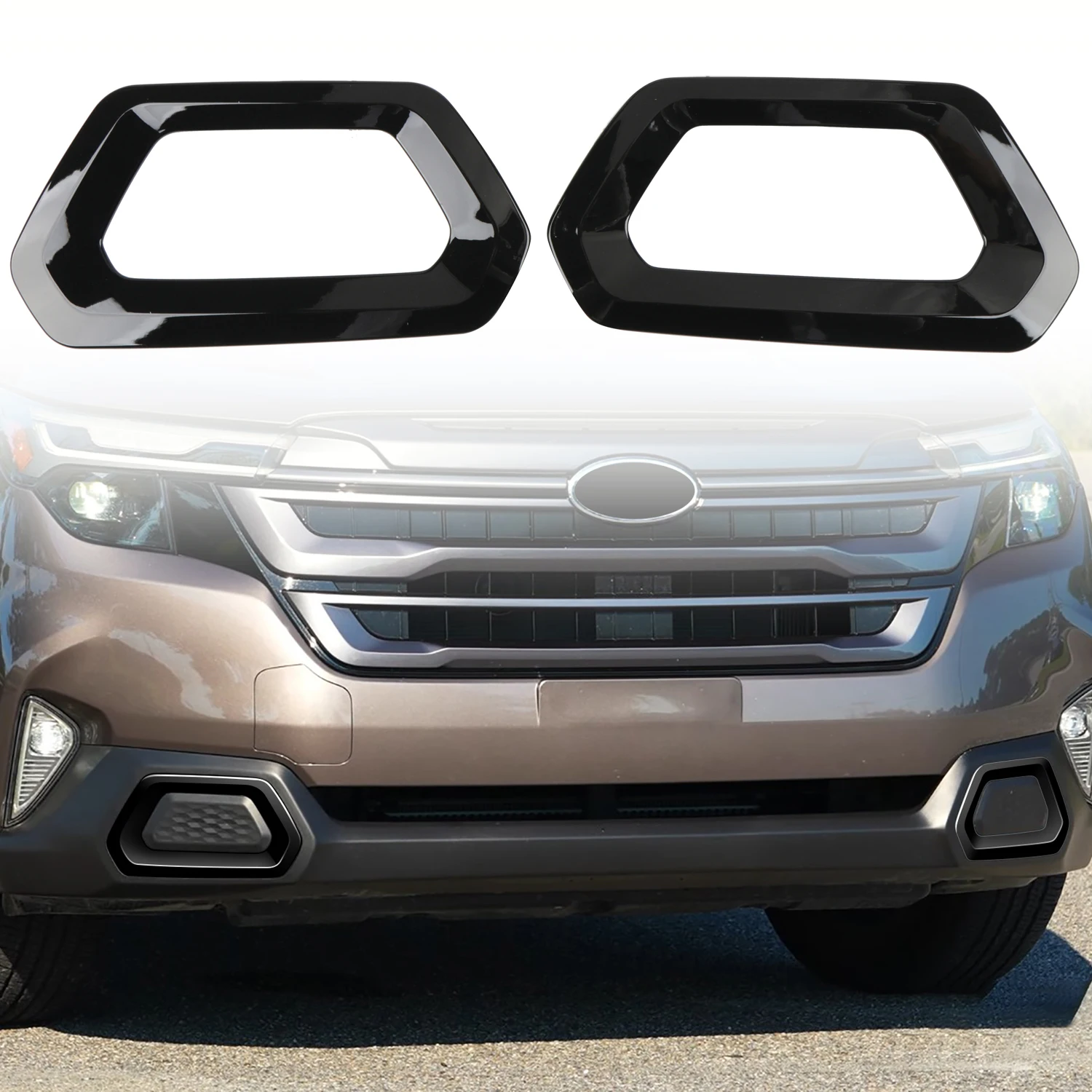 For Subaru Forester 2025 Glossy Black Exterior Front & Rear Fog Light Eyebrow Frame Cover Trim ABS Car Accessories 2pcs