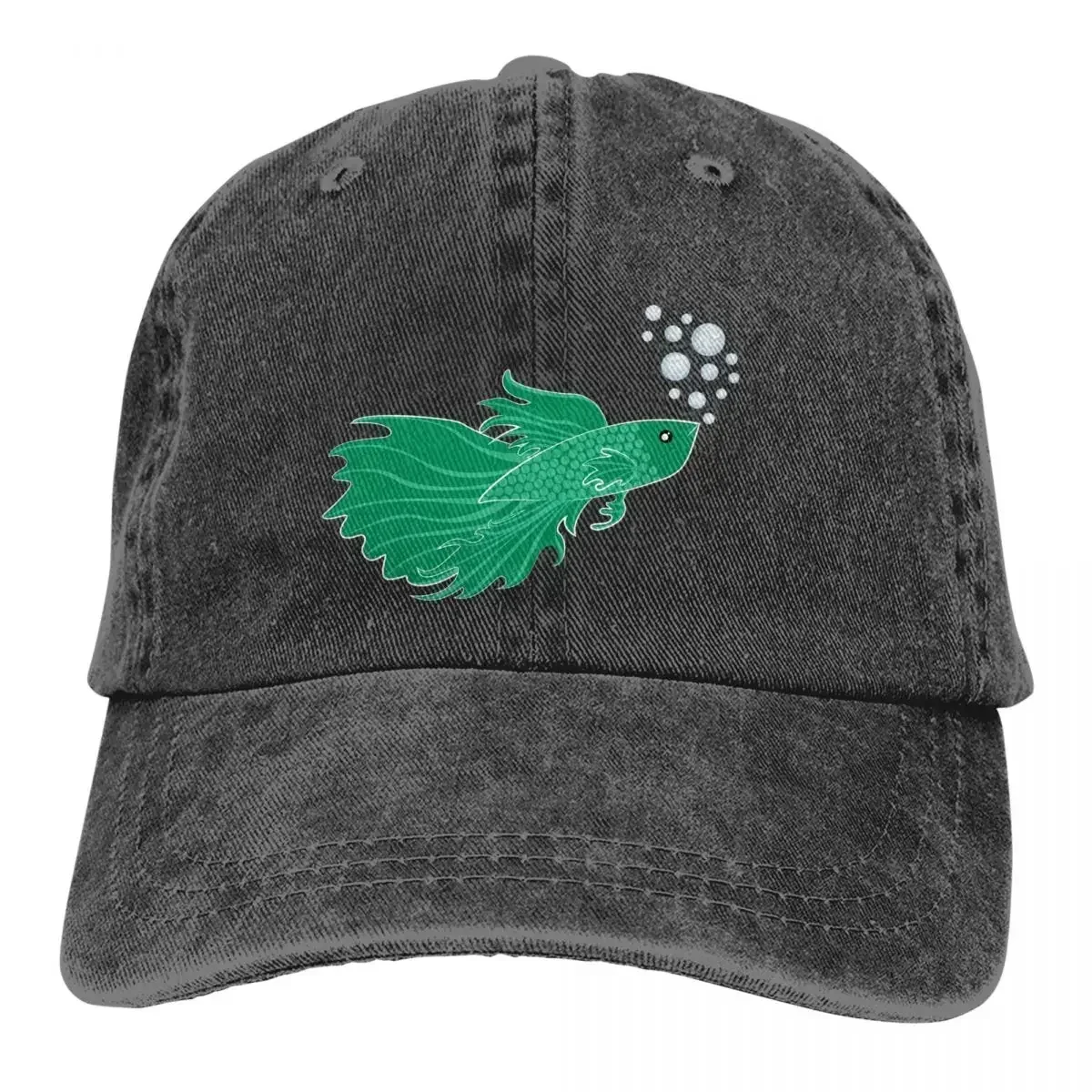 Green Beta Fish Making A Bubble Nest Classic Baseball Caps Male Hip Hop Sports Cap Animal Sun Shade Hats for Men Women