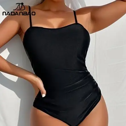 Nadanbao One-Piece Bodysuit Swimsuit Women Sexy Slip Swimwear Female Halter Backless Beach Party Surfing Beachwear