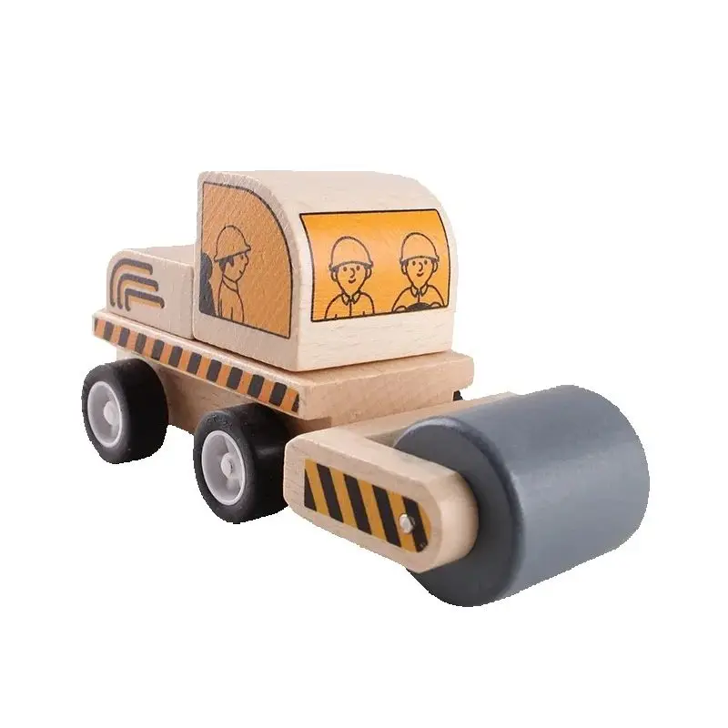 Educatieve houten bouwvoertuig speelgoedset voor kinderen DIY-montage traagheidsvrachtwagen graafmachine mixer roller dumper
