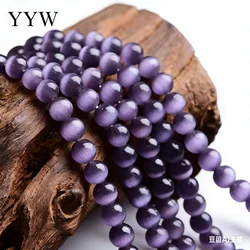 Fashion Cat Eye Beads 6-12mm Round Aqua Semiprecious Gem stone 15