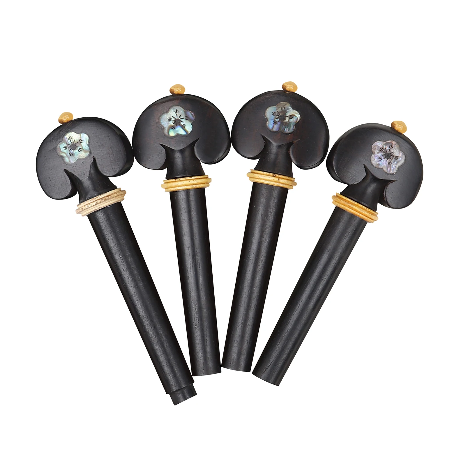 4pcs Violin Tuning Pegs Carved Ebony Abalone Shell Violin Tuning Pegs Tuners Knobs Open Hole String Instrument Accessories