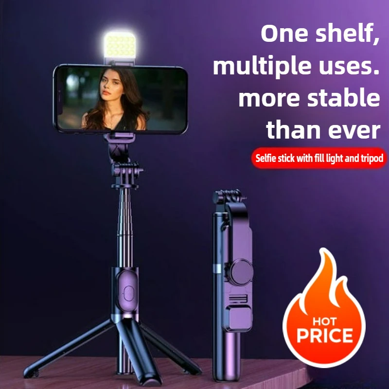 

Customized Q02S selfie stick tripod travel portable retractable mini mobile phone stand Bluetooth photo artifact