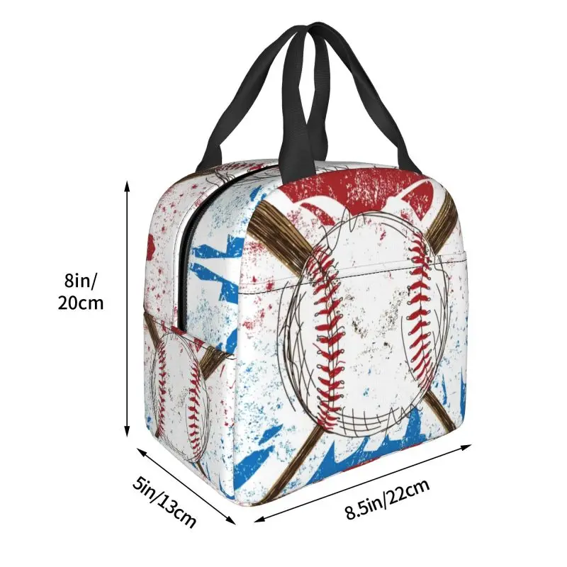 Custom Abstract Baseball Flag Lunch Bag Women Thermal Cooler Insulated Lunch Box for Student School Work Food Picnic Tote Bags