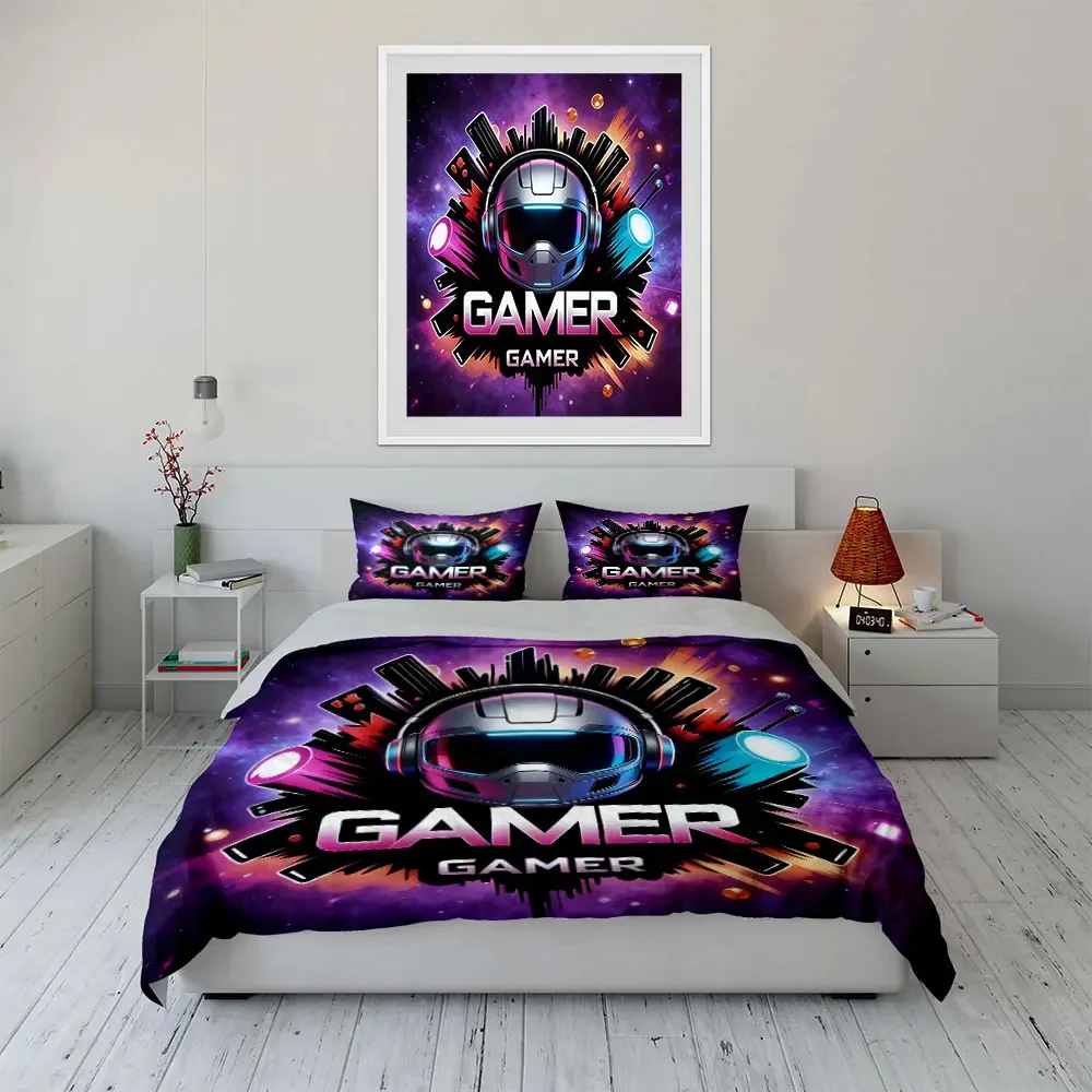 Gaming Accessories Set - Gamers Gift Soft Comfortable Duvet Cover Bedding Set Included 1*Duvet Cover & 2*Pillowcases, gift