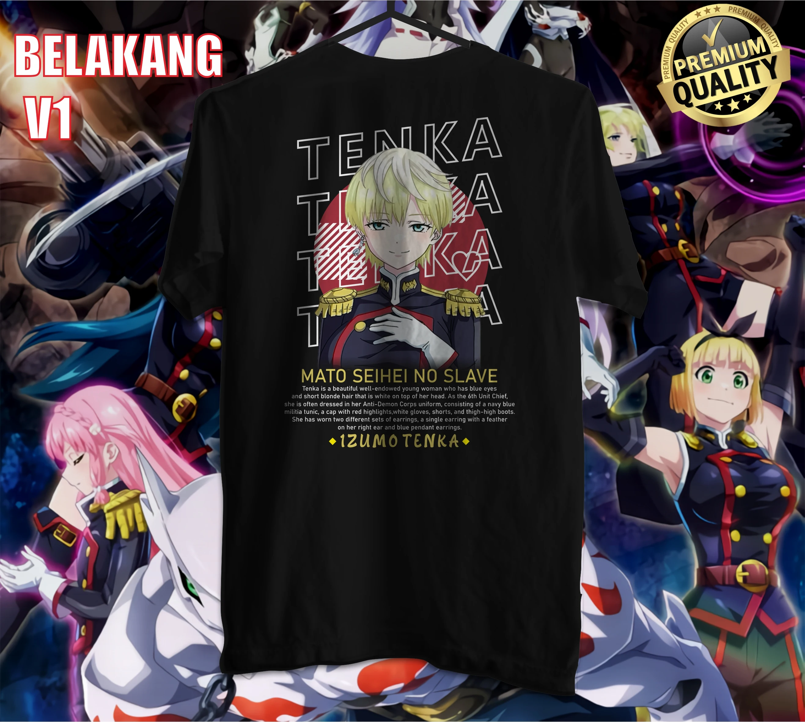 KAOS เสื้อยืดอะนิเมะ Baju, อนิเมะ Izumo tenka seihei NO Slave solitary kyouka Uzen Shushu Suruga Fubuki azato seihei