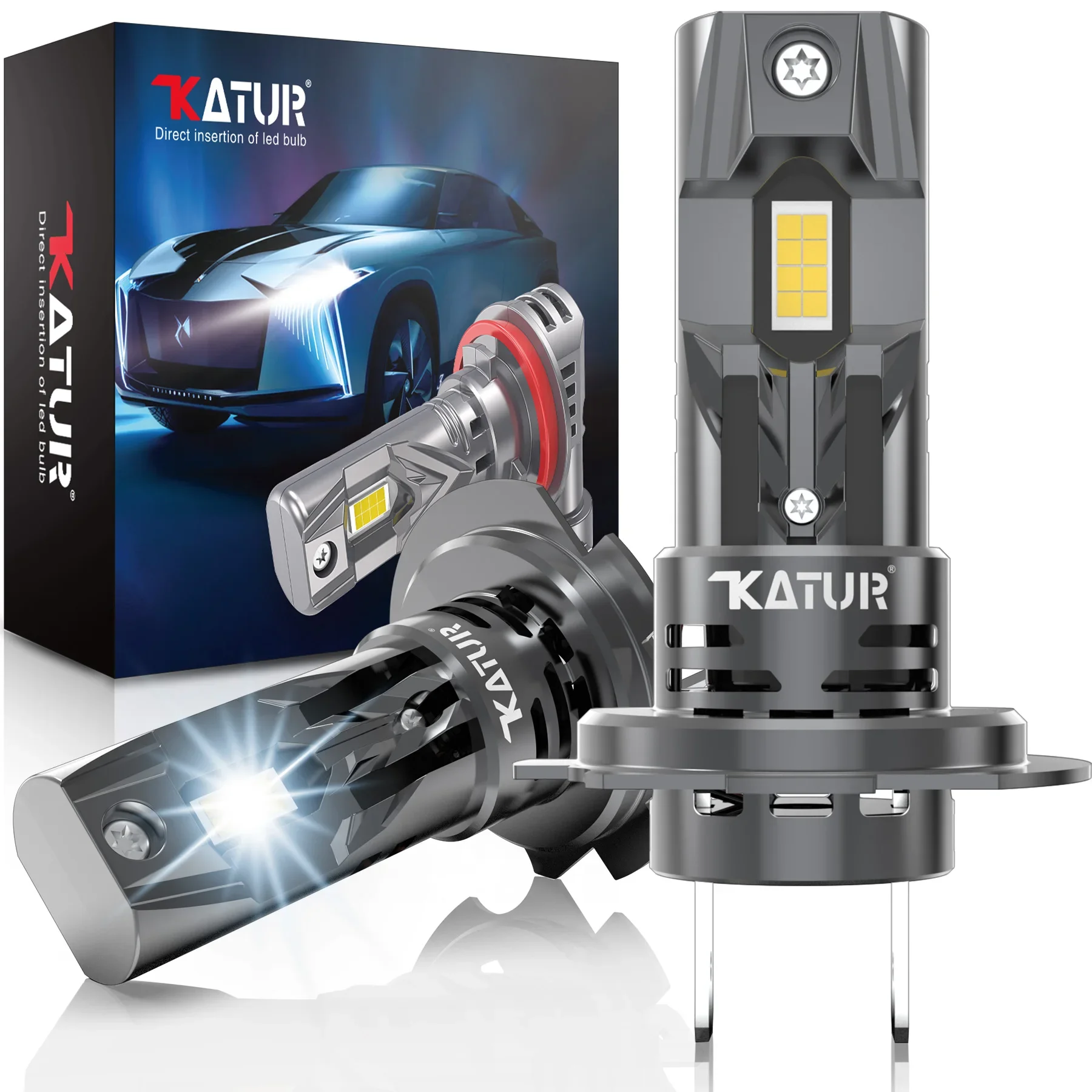 Katur 2pcs H7 Trubo LED Canbus Headlight Bulb 20000LM 100W for BMW E60 F10 F30 E46 Mercedes Benz W204 W203 W211 W212 VW Audi A3