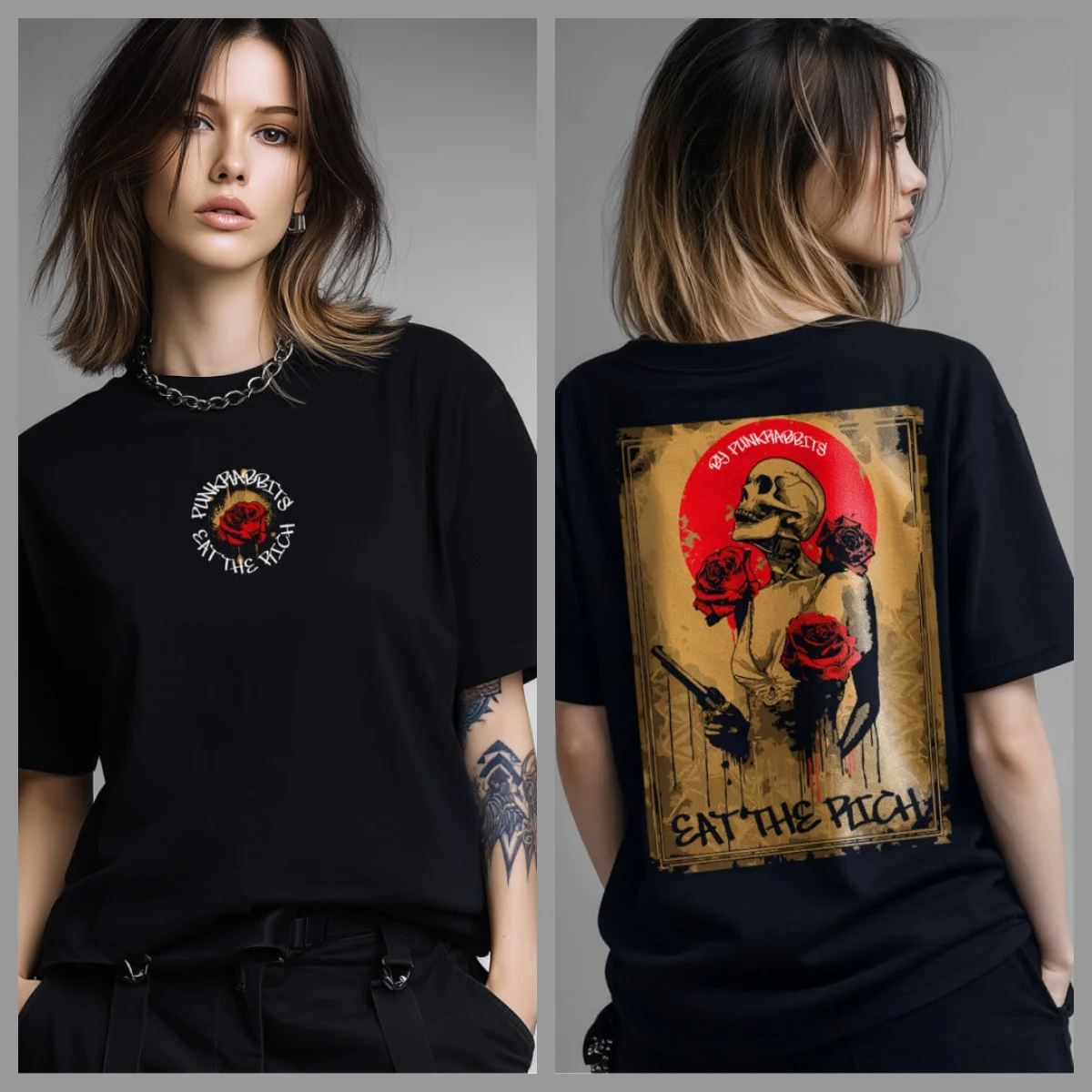 2026 Flowers for The Dead - Punkrabbits Oversized Streetwear Graphic T-Shirt for Rebels & Dreamers