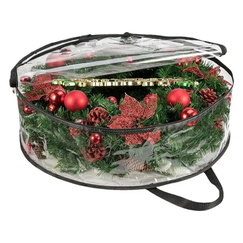 Clear Wreath Storage Christmas Wreath Storage Container Bags Clear PVC Plastic for All View Durable Storage Bag for Christmas