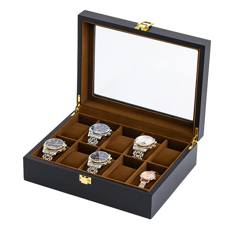 Handmade Wood Watch Display Case, Porta Jóias, Organizador De Armazenamento para Segurar Relógio, 6 Grades, 10 Grades, 12 Grades