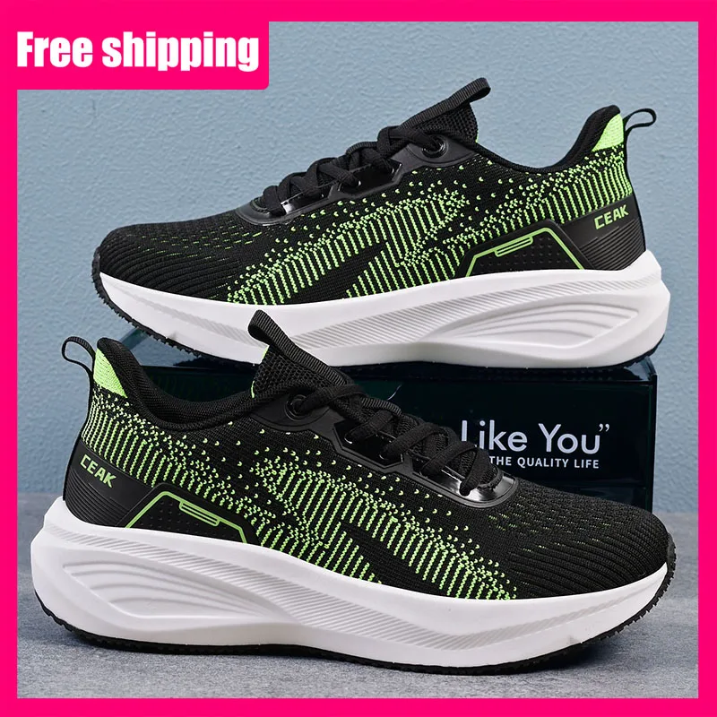 

Мужские кроссовки для бега, универсальные, модные, повседневные, спортивные, на все сезоны, с толстой подошвой, удобные, для гонок, для бега по шоссе и на открытом воздухе