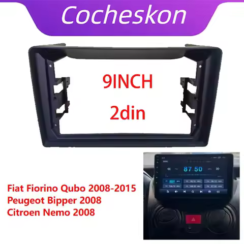 2Din 9" Car Frame Fascia Adapter Android Radio Dash Fitting Panel Kit For Citroen Nemo Peugeot Bipper Fiat Fiorino