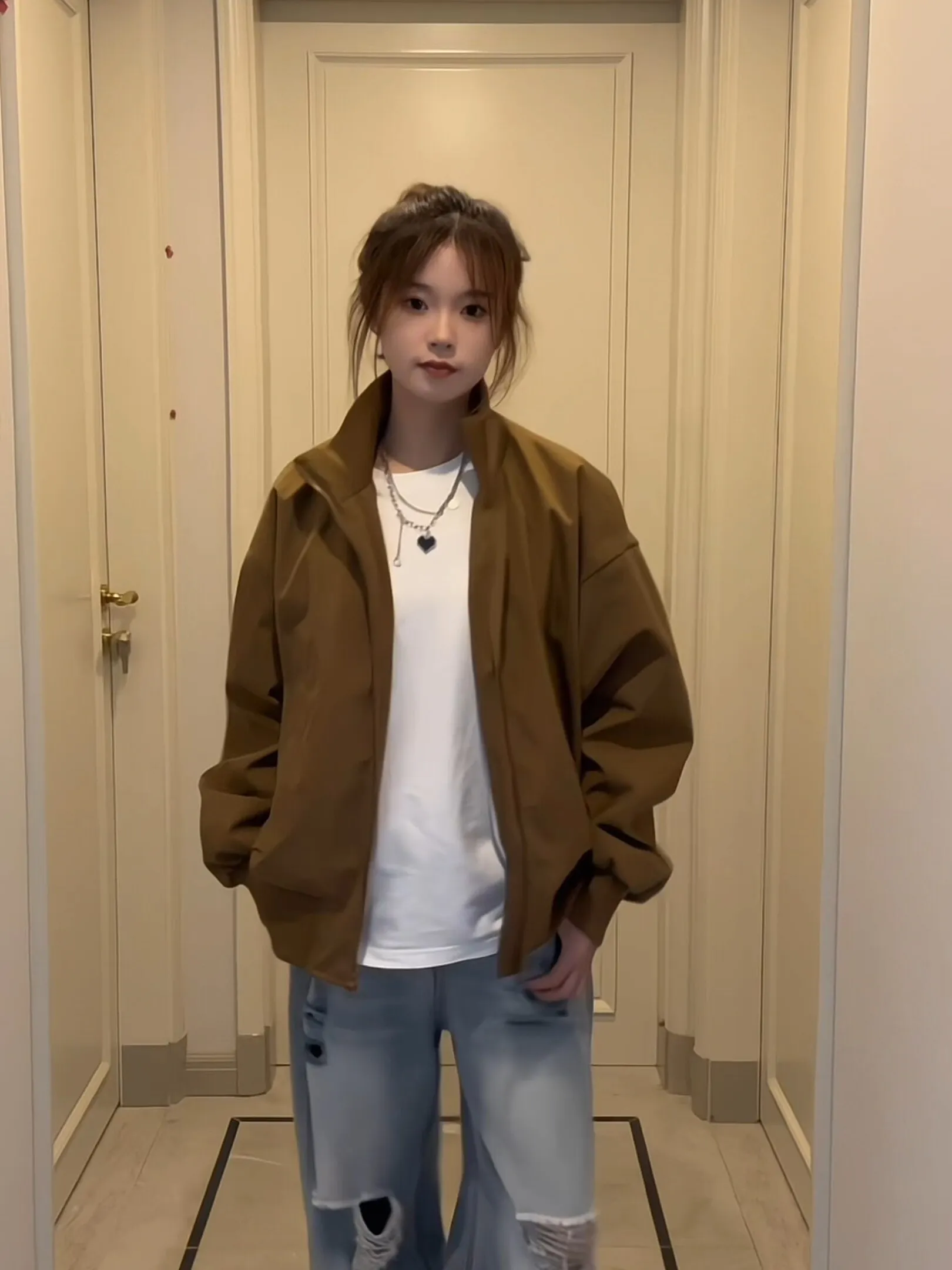 Cleanfit Pilot Jacket Men's Short Baseball Style Stand Collar Autumn Outerwear Casual Loose Fit Long Sleeve  Color