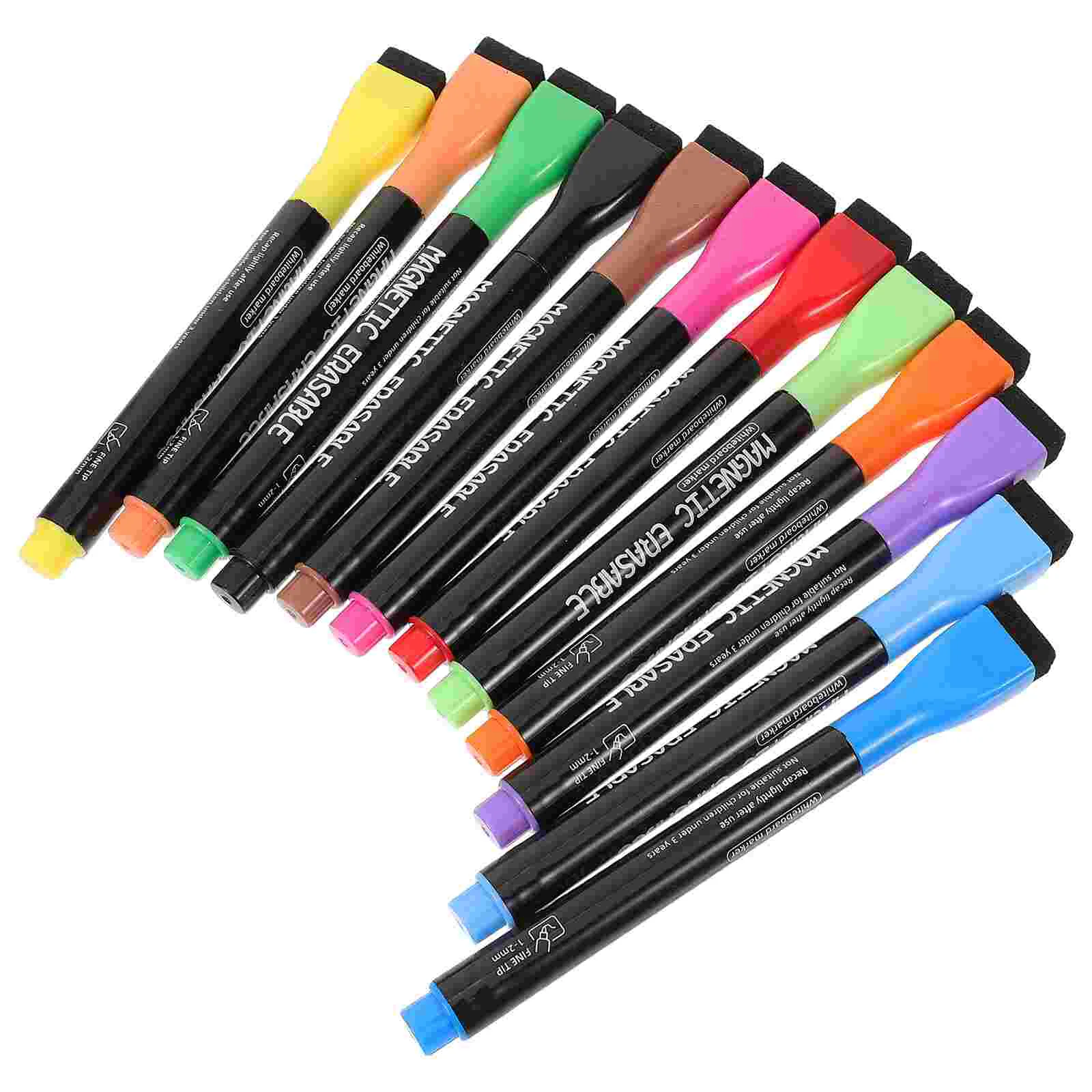 Yihui Whiteboard Pen Children's Magnetic Fine Head Color Painting Marker Water-based Erasable 12 Set Dry Erase Plastic Markers