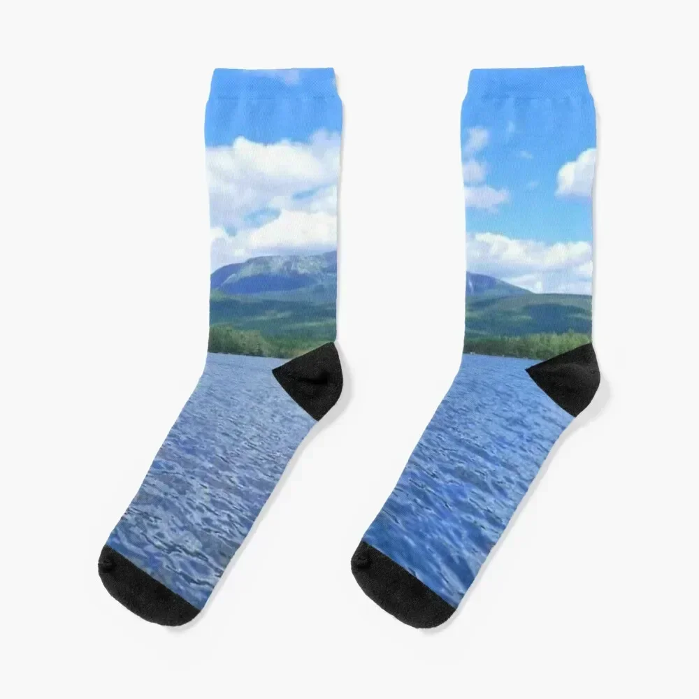 Mount Katahdin, Baxter State Park, Millinocket Lake, Maine Socks funny sock hip hop New year's set Socks Girl Men's