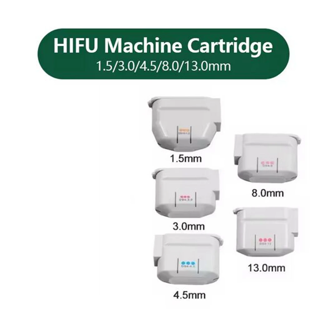 

HIFU Cartridge 1.5/3.0/4.5mm For Facial 8.0/13.0mm For Body 10000 Shots Exchangeable HIFU Mahcine 2.0.H/2.3H