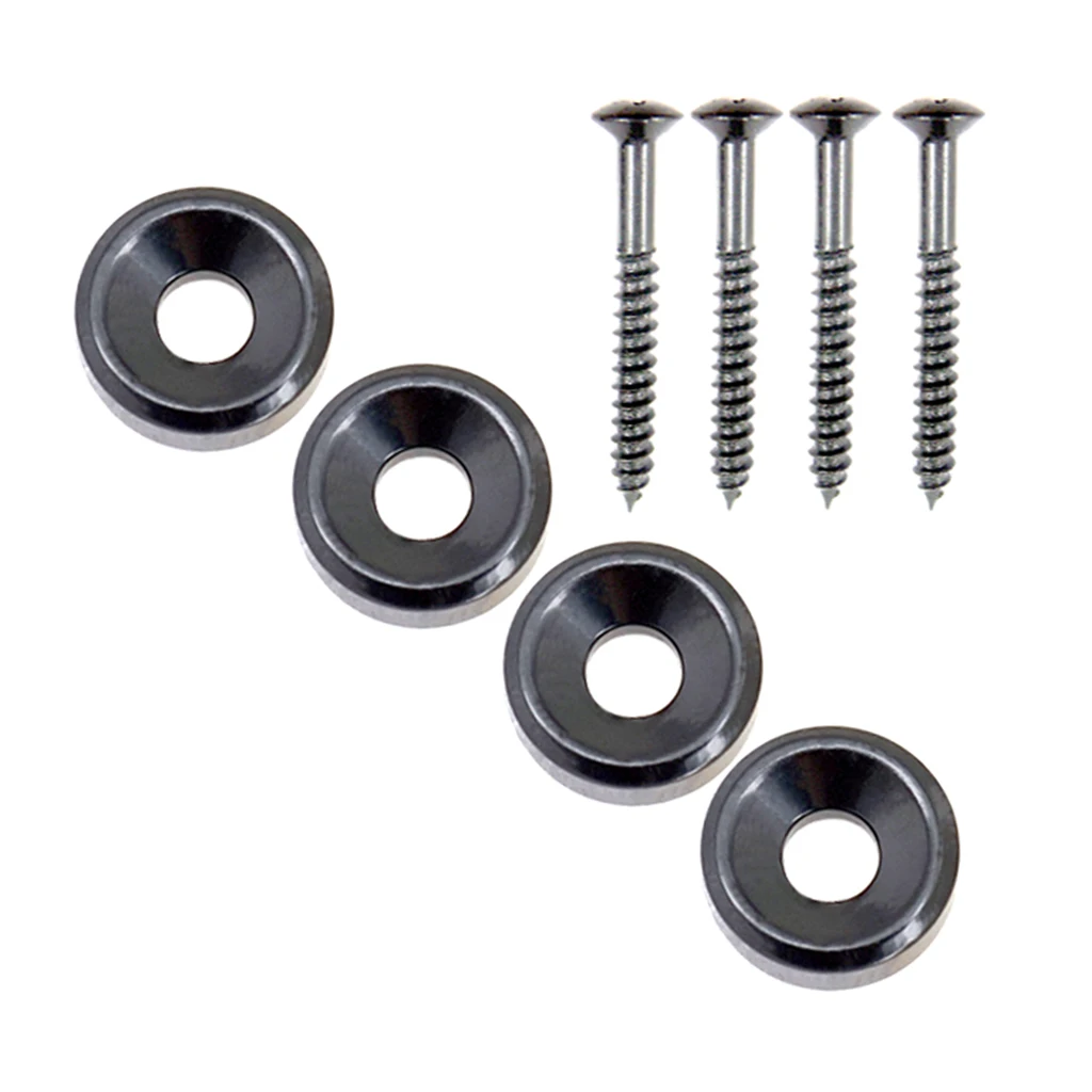 4PCS Guitar Neck Mounting Ferrules Bushings W/ Screws 14mm Guitar Bass Neck Mounting Bushing Black