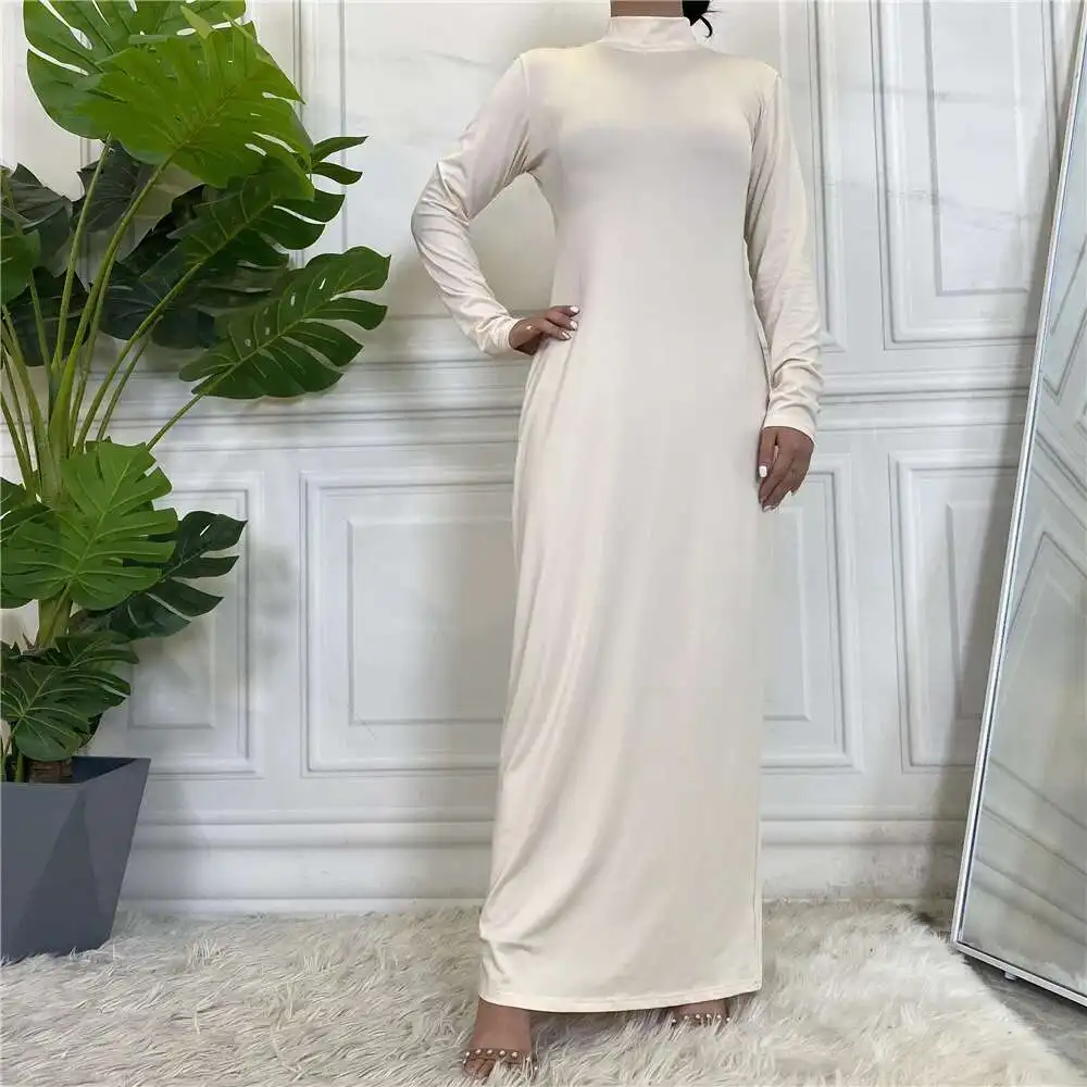 

Arabian Solid Color Long-sleeved Bottom Dress Women 6532 2025 Muslim Long Dress Robe Abaya Ramadan Dubai Luxury Islam Elegant