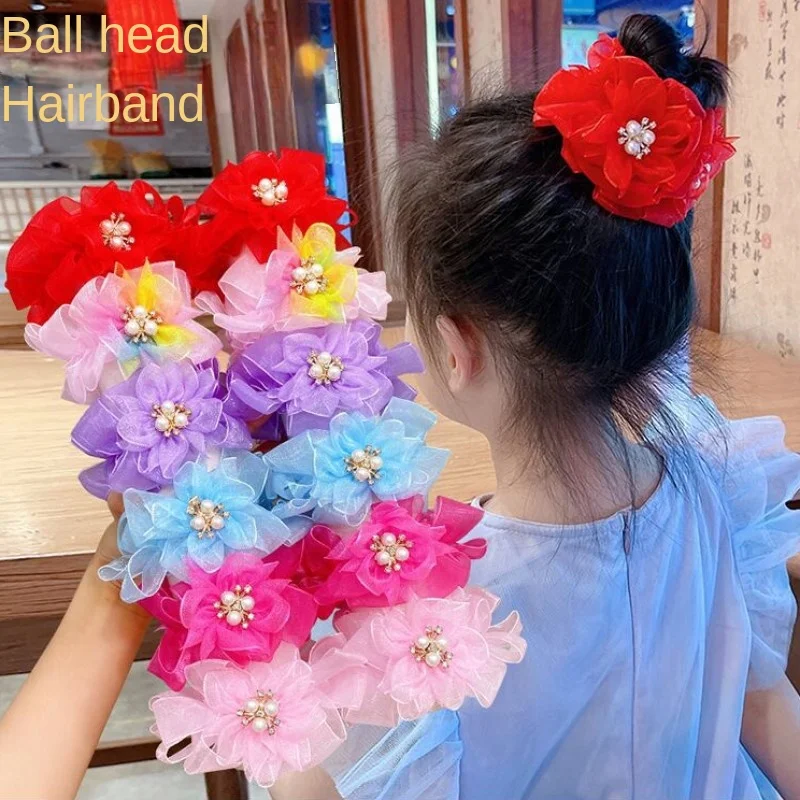 Haargummi für kleine Mädchen, farbige Blumen-Haarbänder, neue Kinder-Haargummis, niedliche Kopfbedeckung, elastische Haarbänder für Kinder – Detail 5