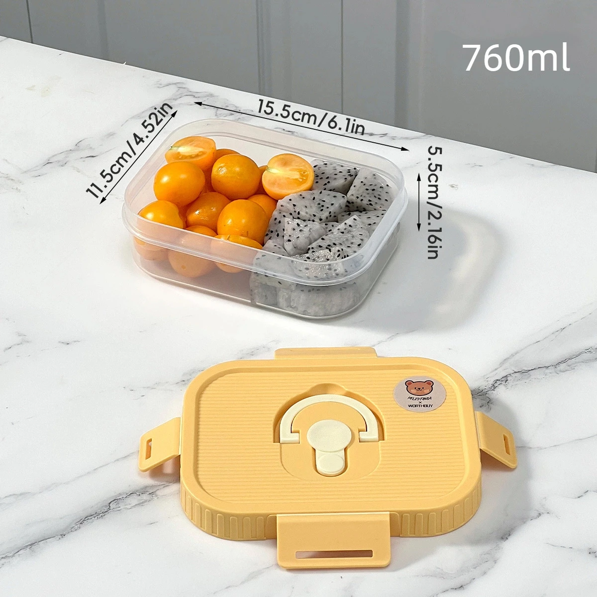 WORTHBUY Doorzichtig plastic compartiment Lunchbox Draagbare studenten Kids Bento Box Magnetronbestendig verzegelde lunchcontainer met handvat