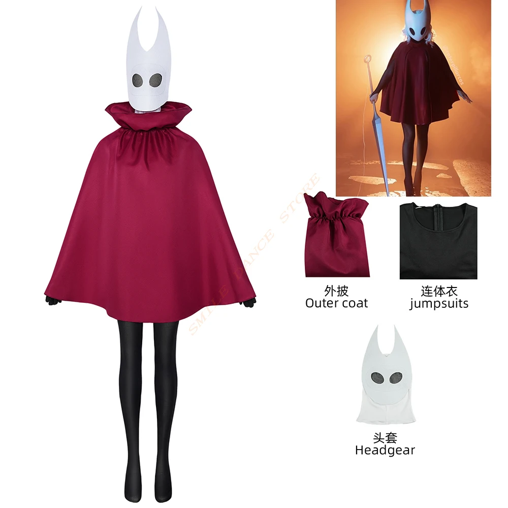 

New Game Hollow Knight Silksong Hornet Cosplay Costume Adult Coat Cloak Bodysuit Suit Uniform Halloween Clothes Outfit Gift