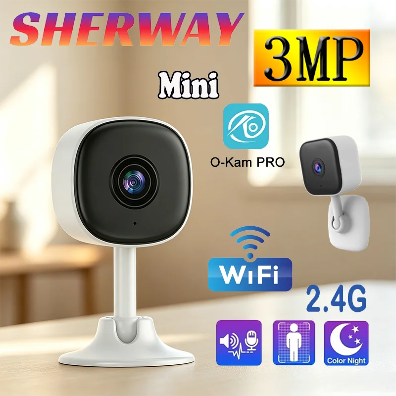 2.4G WiFi 3MP Mini IP Camera Baby Monitor Magnetic Security Camera Color Night Vision Cam Motion Tracking Surveillance Monitor