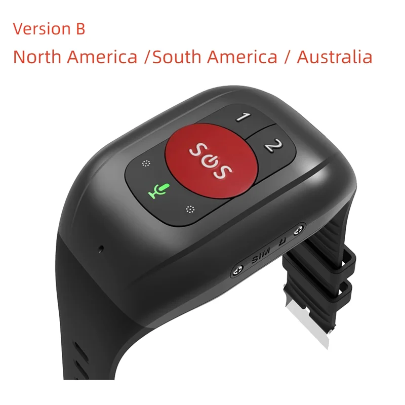 ผู้สูงอายุ 4G SOS นาฬิกา GPS ติดตามสายรัดข้อมือสร้อยข้อมือฉุกเฉิน GPS ติดตาม Heart Rate เครื่องวัดความดันโลหิต-B A002