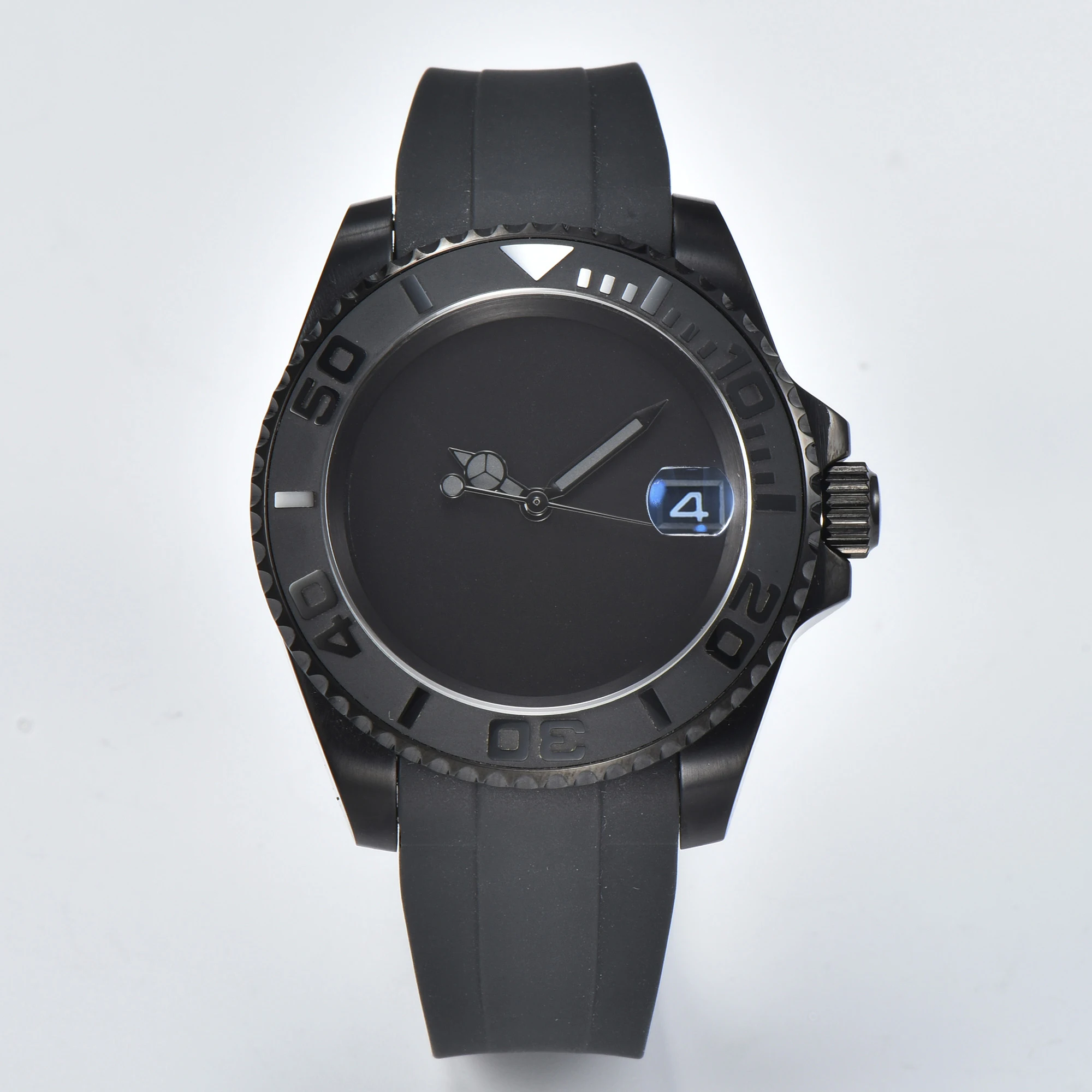 Dwayne Campbell Japan Nh35 Heren Mechanisch Horloge Waterdicht Rubber Band Saffier Glas Sport Geheel Zwart Horloge Voor Heren