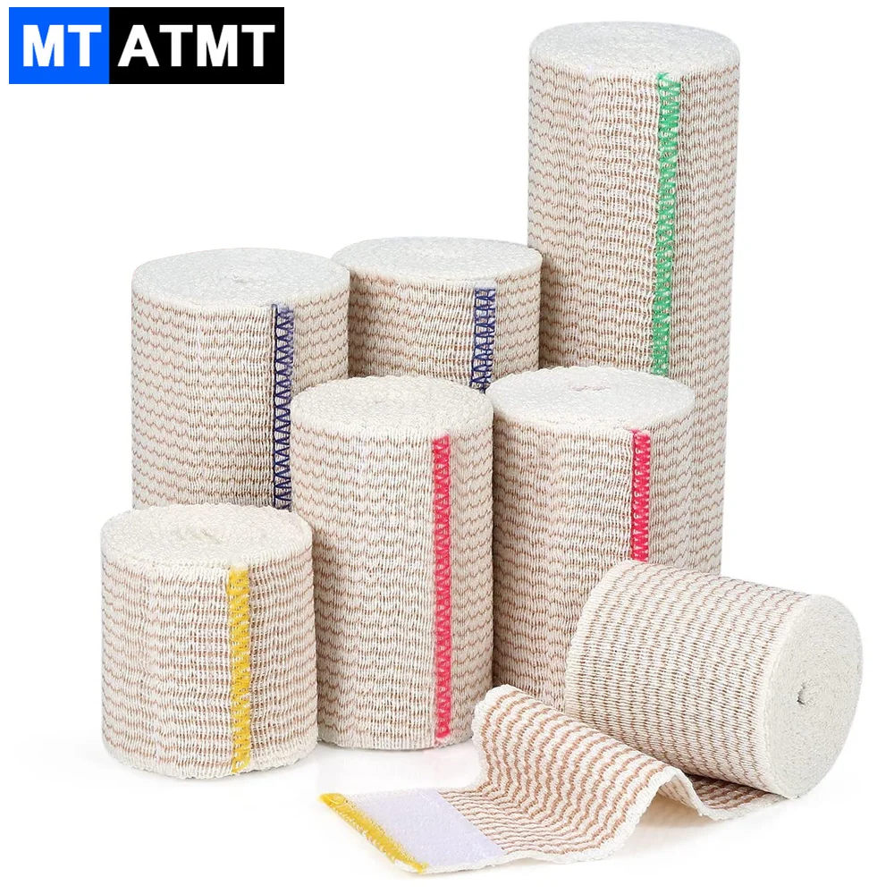 1Roll Premium Elastic Bandage Wrap -Strong Compression Bandage Wrap with Self-Closure for Sports, Sprains, Wrist, Ankle and Foot