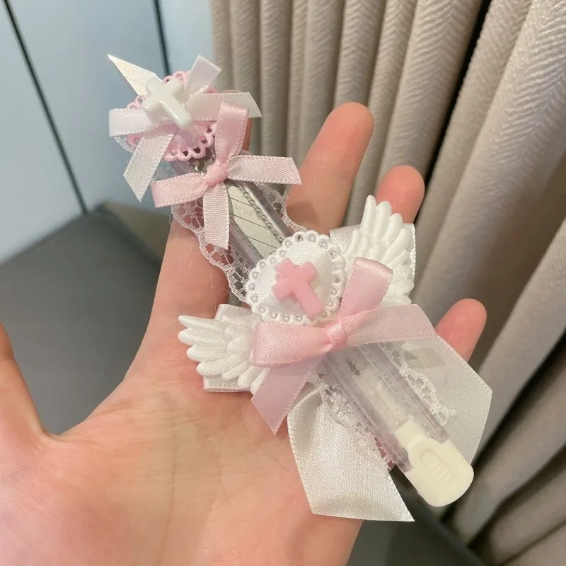 Sweet Lace Y2K Pink Color Box Cutter Creative Design Cute Bow Wings Paper Cutter Mini Portable Utility Knife Student Supplies