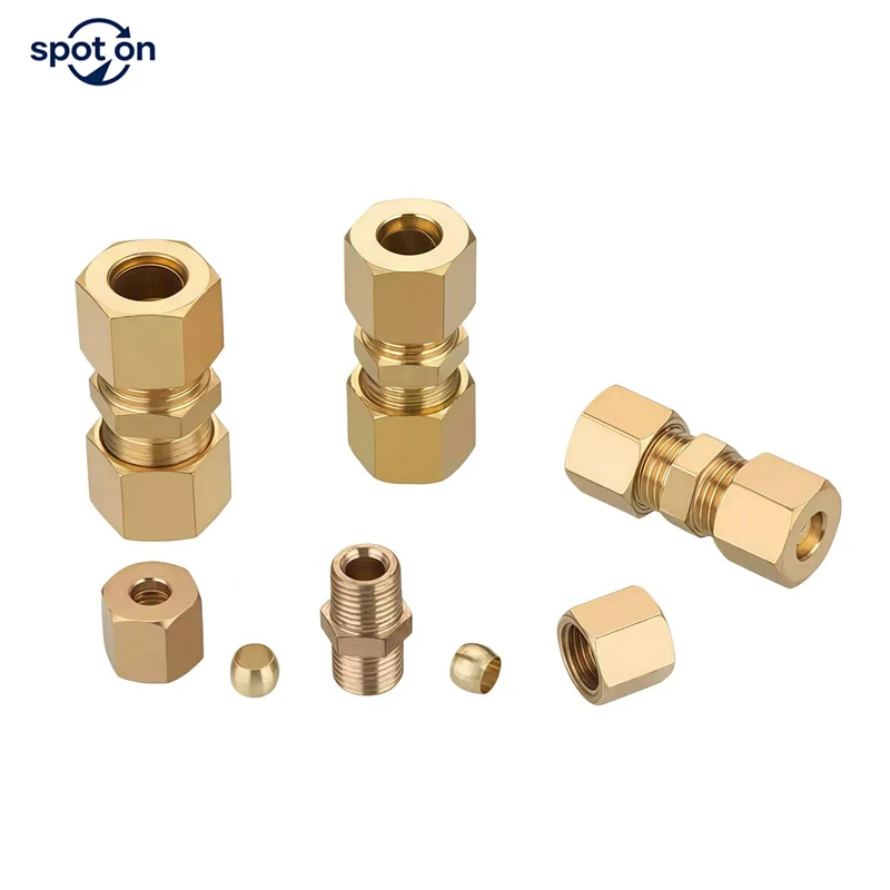 

3 4 5 6 8 10-42mm1/8" 3/16" 1/4" 5/16" 3/8"-7/8" Inch Tube Compression Union Brass Pipe Fitting Connector Oil Lubrication System