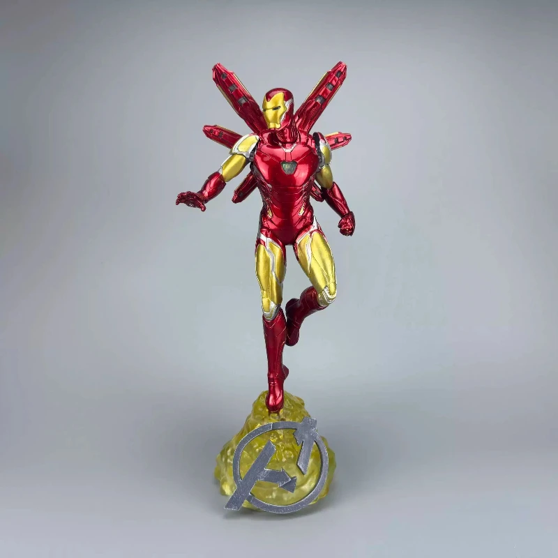 

New Avengers Iron Man Action Figure Double Head Sculpture Led Light Up Statue Desktop Ornament Movie Periphery For Adult Gift