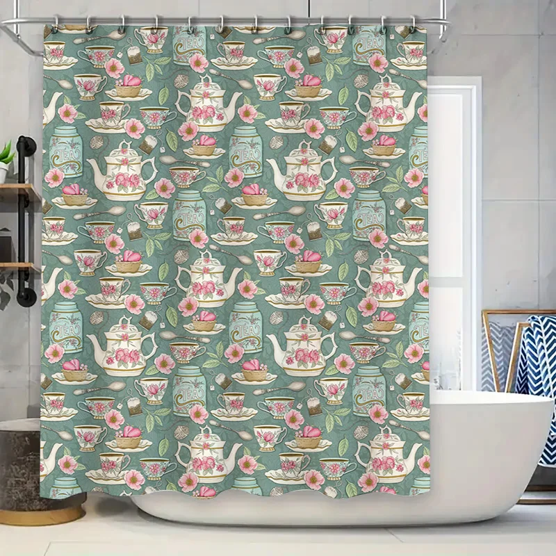 

Pink Sparkle Shower Curtain with 'Jasmine' Design for Bathroom Decor Pink Shimmering Bath Mat Set Perfect Gift Idea