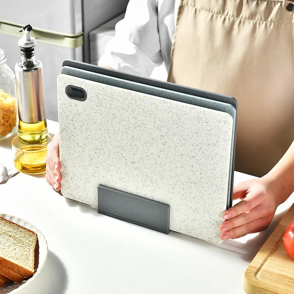 4Pcs Classification Vegetable Board 4-piece Set Marble Pattern Double Sided Cutting Board Kitchen Vegetable Meat Cutting Board