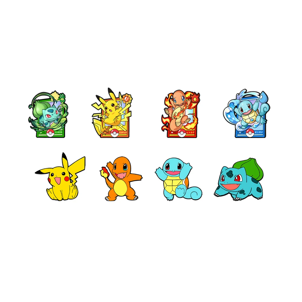 8-teiliges Pokemon-Emaille-Pin-Set, japanischer Anime-Cartoon, Pikaqiu Mewtwo, Sammel-Pins für Rucksäcke, Geschenke für Fans und Freunde