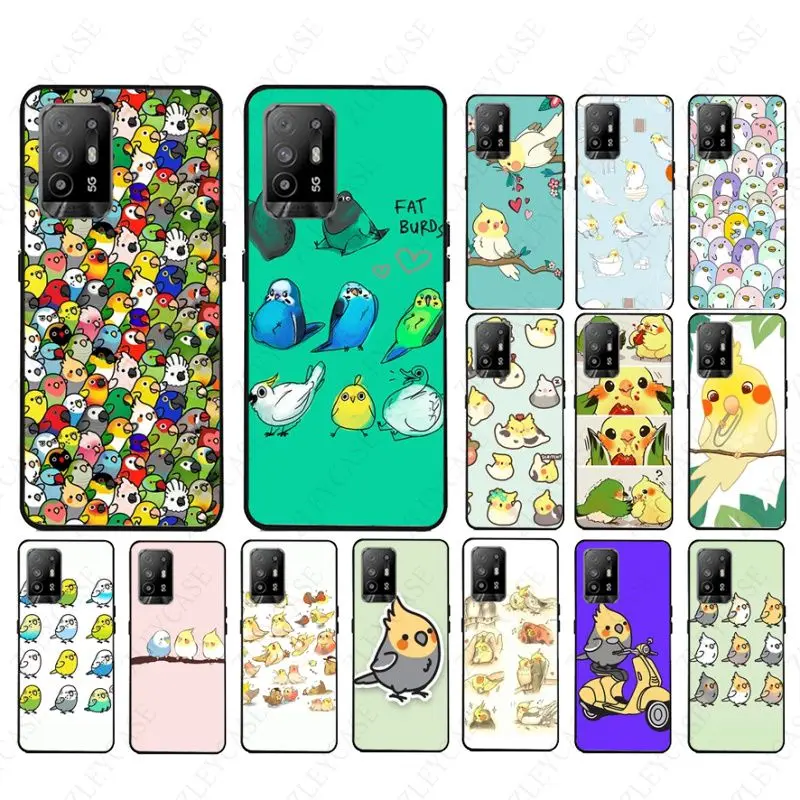 Chubby Cockatiels Parrotlets Hello parrot bird Phone cover For OPPO A94 A74 A9 A5 A53 A73 A57 A76 A96 A54 A78 A95 A98 A72 Cases