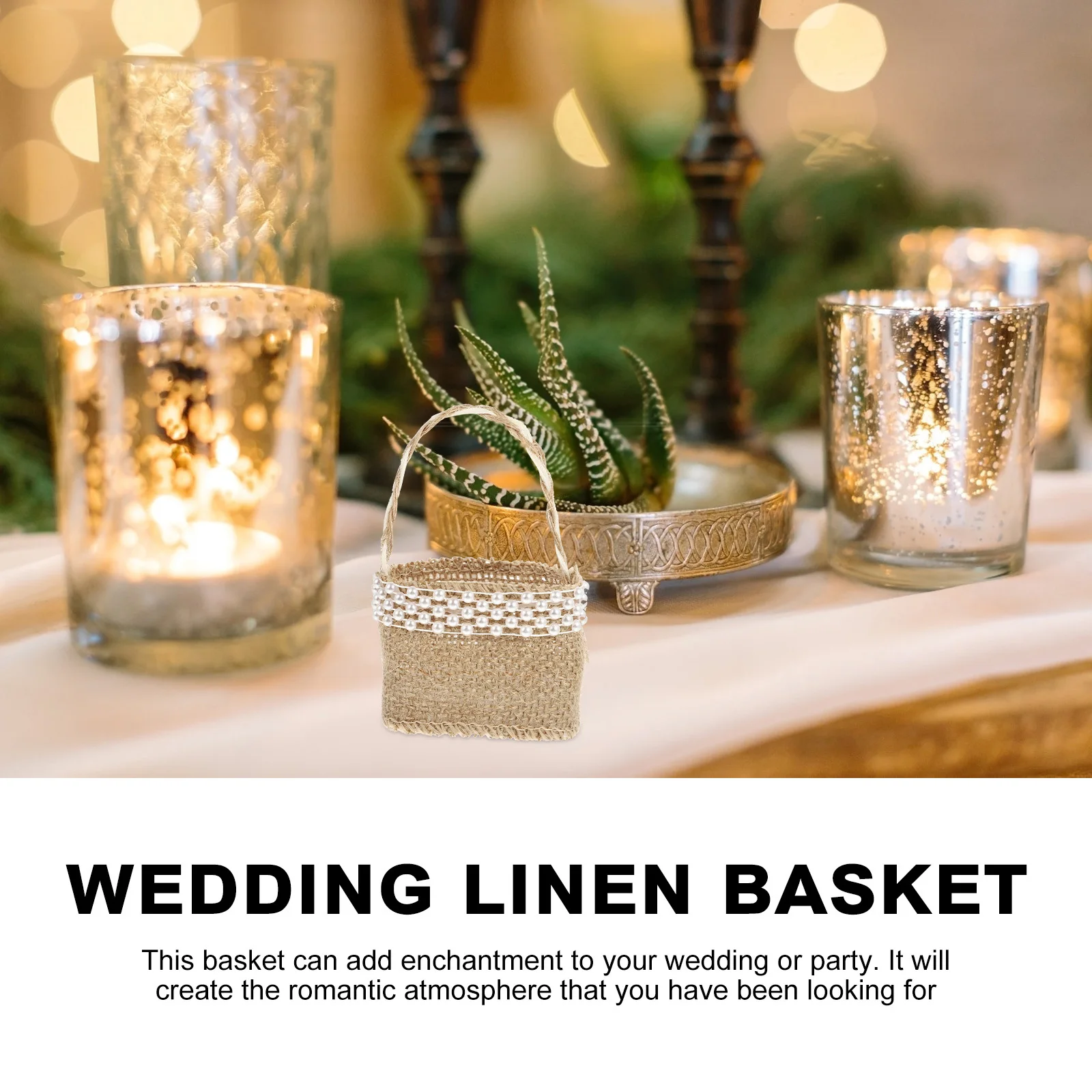 

4Pcs Linen Flower Girl Baskets Lightweight Wedding Candy Storage Case Romantic Party Decoration Basket