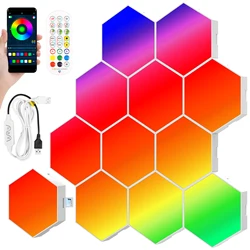 LED Hexagonal Quantum Lamp Smart Wall Panel Light RGBIC RGB Dream Color WIFI APP Voice Control Music Sync Work With Alexa Google