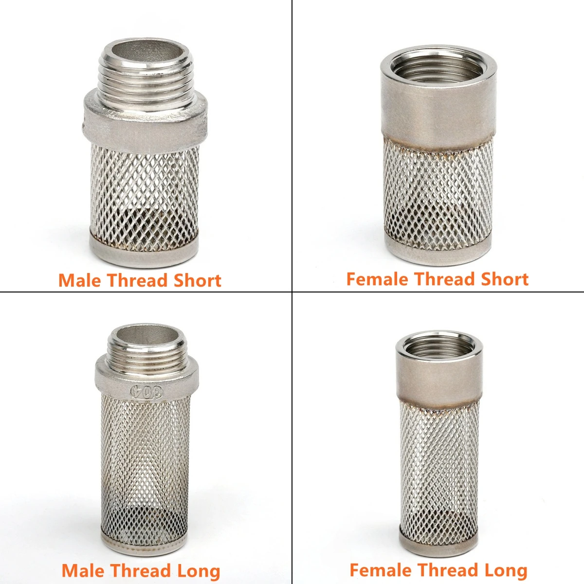 1PC 1/2''~4'' Male/Female 304 Stainless Steel Thread Filter Garden Water Cleaning Mesh Metal Filter Aquarium Tank Filter Screen