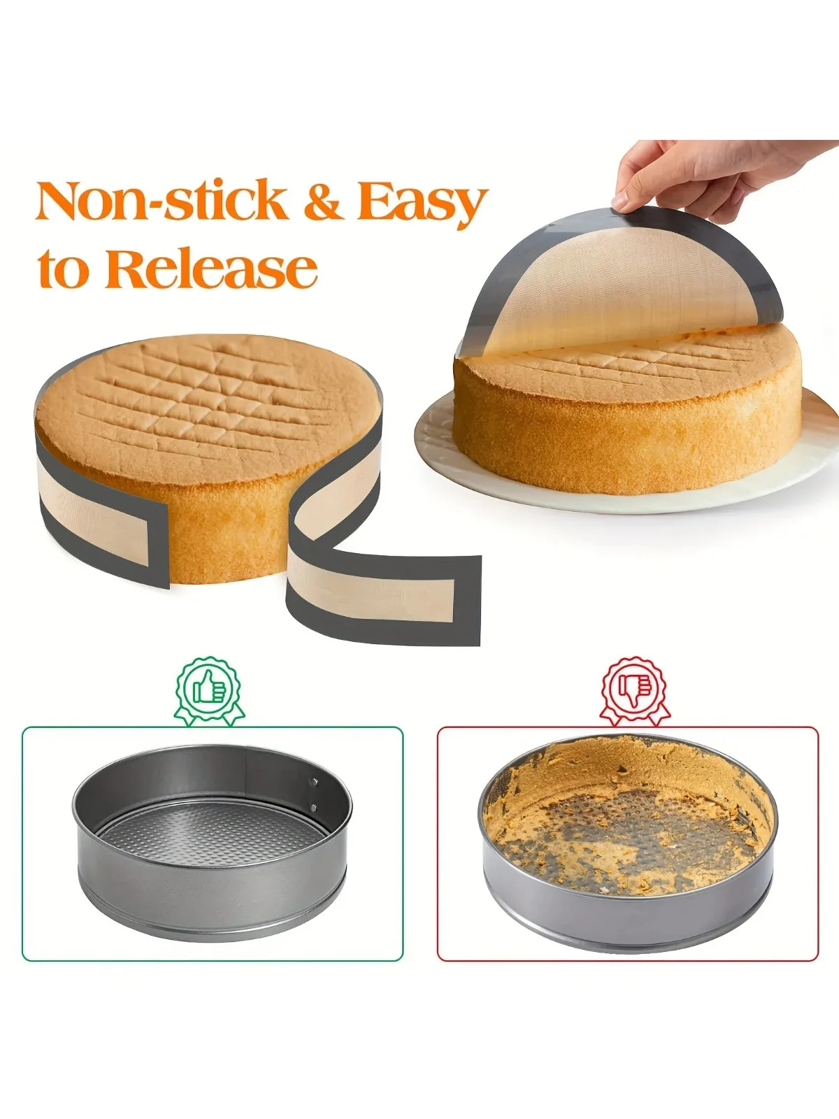 Coussin de cuisson en Silicone adapté au fond plat Springform, empêchant le gâteau de coller au bas et aux côtés, facile à nettoyer