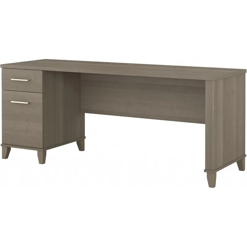 Furniture 72-inch Home Office Desk with Drawers, Large Computer Table for Personal Workspace, Somerset Collection, Ash Gray