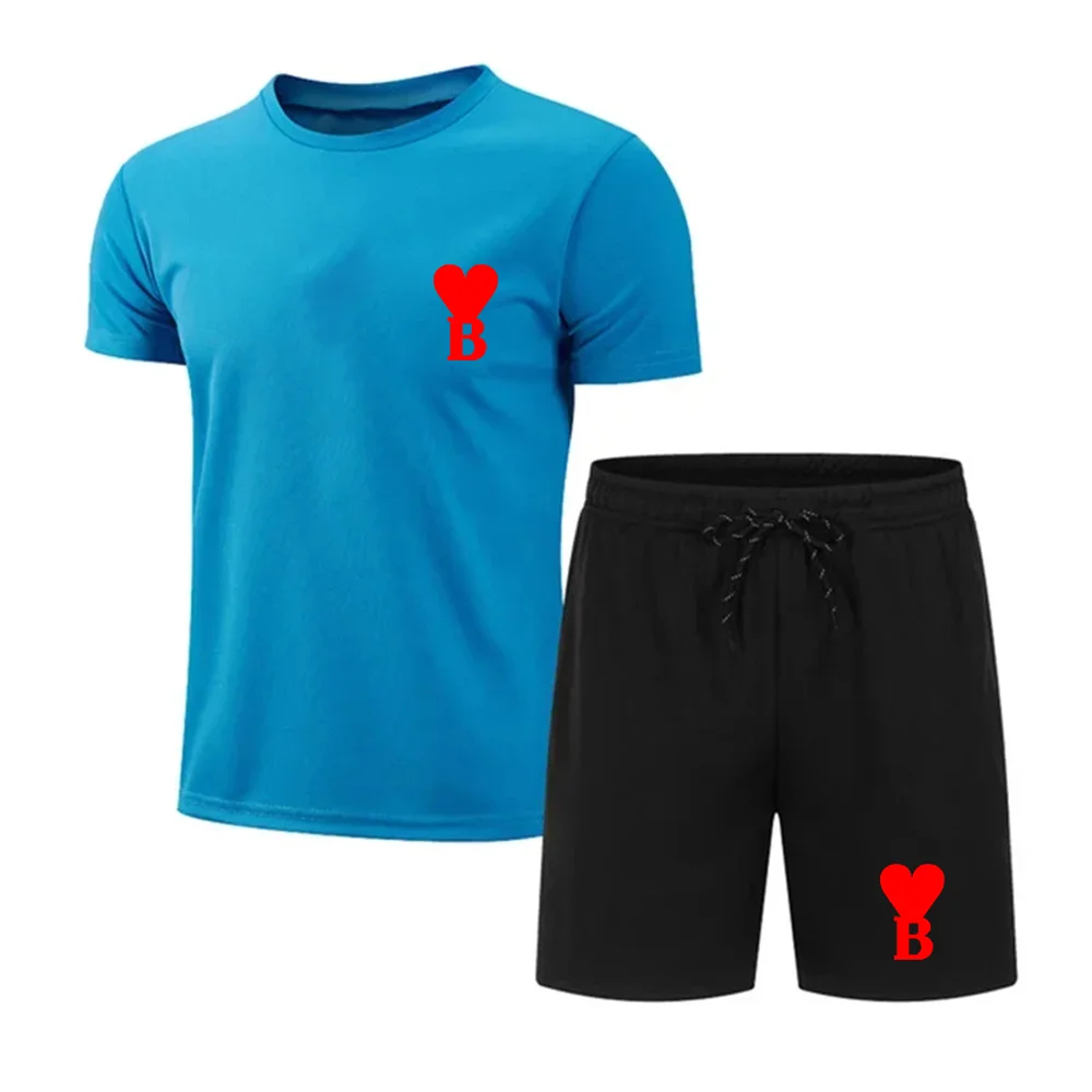 Zomer Mode Bedrukt Heren Shorts Set Heren Sneldrogende Ademende Sport Set Korte Mouwen T-Shirt Voor Heren Jogging Set